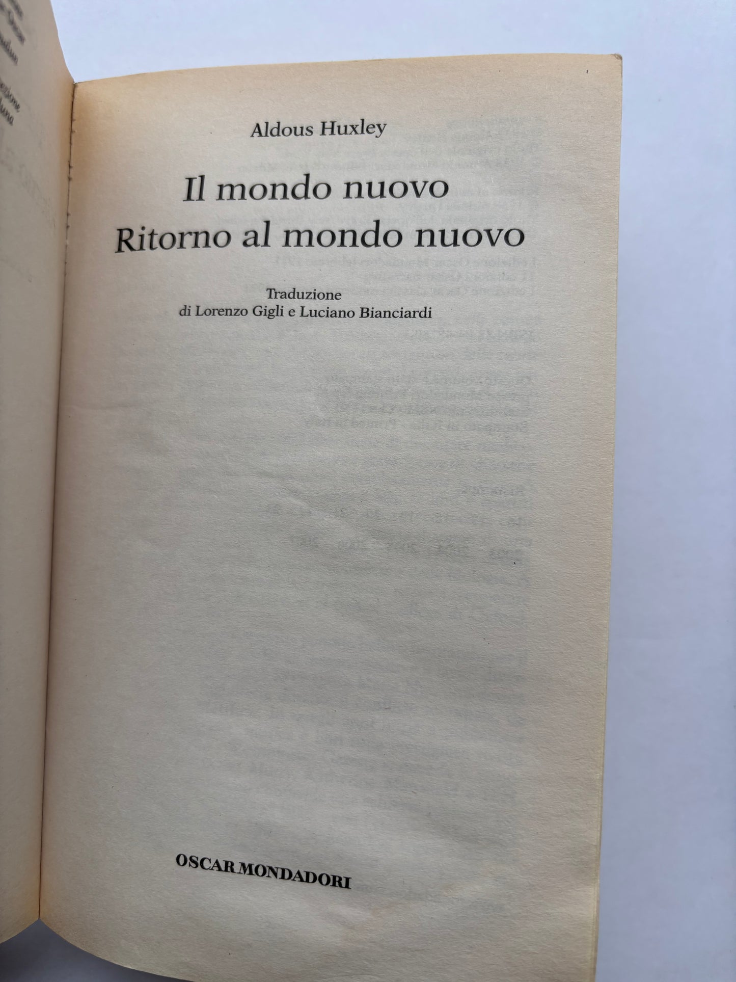 Il mondo nuovo. Ritorno al mondo nuovo